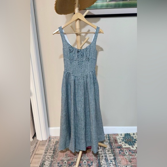 Reformation Balia Linen Dress In Slate Check, brand new, never worn, no flaws. - Picture 9 of 16
